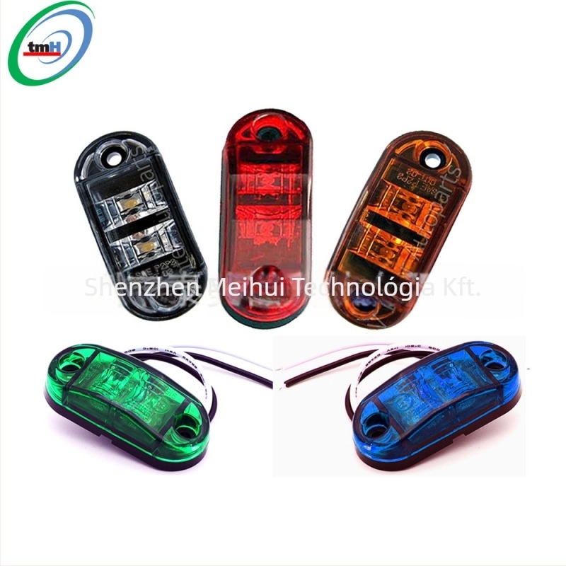 Kamion LED oldalsó irányjelző lámpa, 2 LED, TMH-LM-R/Y/W/RY/B/G modell, 1.2 W, 10–30 V, Piranha LED, 3500K