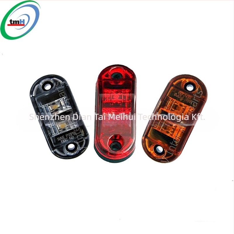 Kamion LED oldalsó irányjelző lámpa, 2 LED, TMH-LM-R/Y/W/RY/B/G modell, 1.2 W, 10–30 V, Piranha LED, 3500K