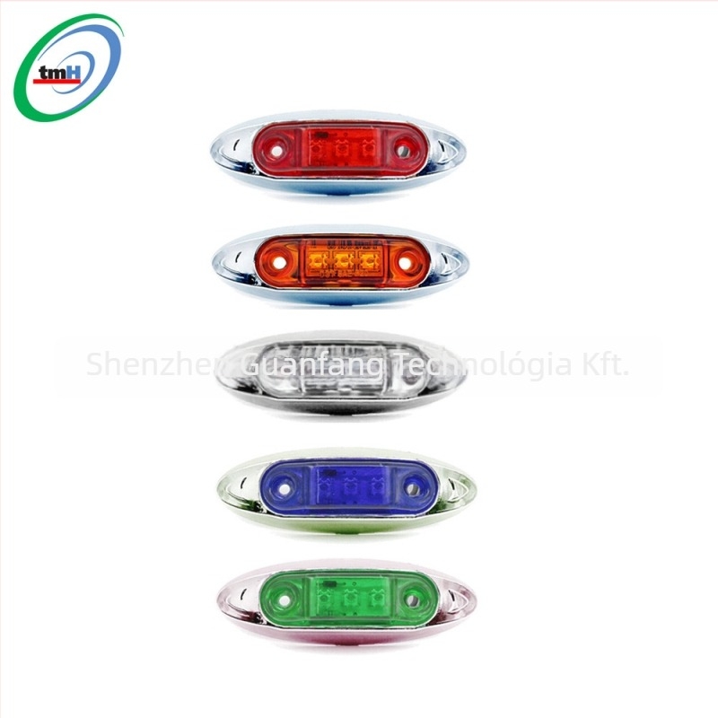Kamion LED oldalsó irányjelző lámpa, 2 LED, TMH-LM-R/Y/W/RY/B/G modell, 1.2 W, 10–30 V, Piranha LED, 3500K