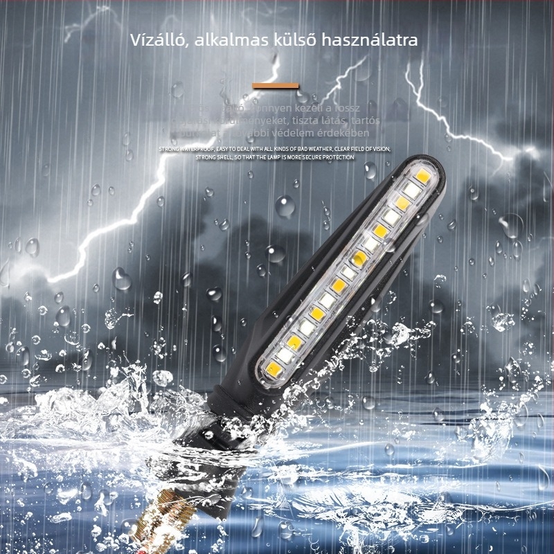 Motorkerékpár LED nappali fények kanyarjelzőkkel Flowing Water stílusban, 12V, TH-1815L, ABS