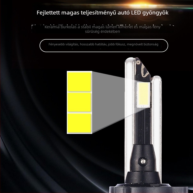 Autó LED fényszóró, nagy teljesítményű, kompatibil H1/H4/H7/H11/HB3, rézcső, kompakt méret, beépített dekóder, nagy- és közelfény