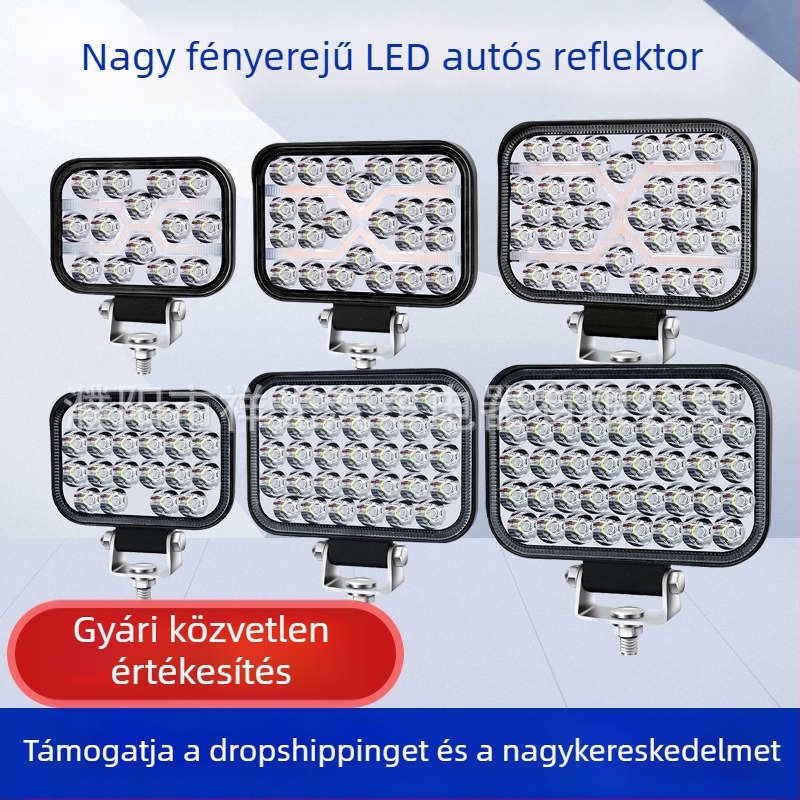 LED elsőfény járművekhez 12–24V, vízálló, nagy fényerő, targoncák és építőgépek számára, villogó figyelmeztető fény és tolatófény