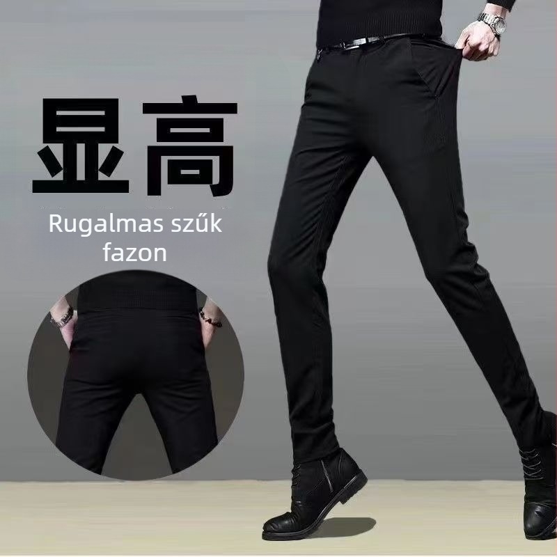 Férfi üzleti casual nadrág fleece bélésével, vasalásmentes, koreai stílus, téli