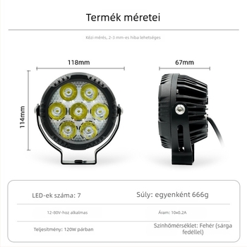 60W LED első spotlámpa terepjáró járművekhez, motorkerékpárokhoz és módosított autókhoz – nagy fényerő