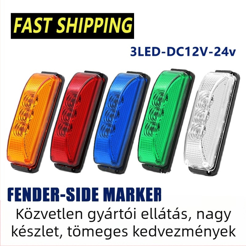 3LED-es trapéz alakú oldallámpa teherautókhoz és utánfutókhoz — LED irányjelző és hátsó lámpa