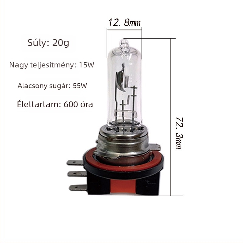 Autóhalogén fényszóró izzó H15 – 55W, 12V, 1350 lm, halogén fényforrás