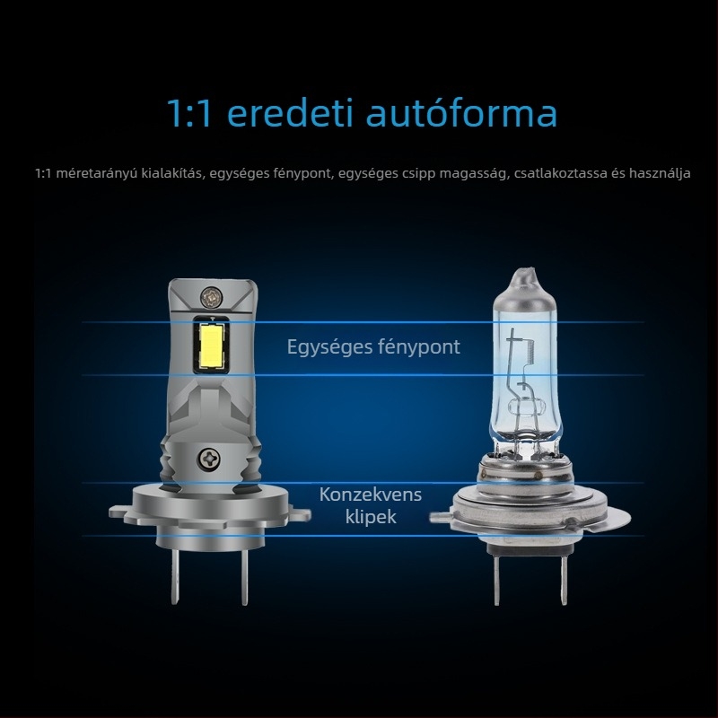 H7 LED autófényszóró – 26W, 9–12V, 5000 lm, IP68, alumínium ház
