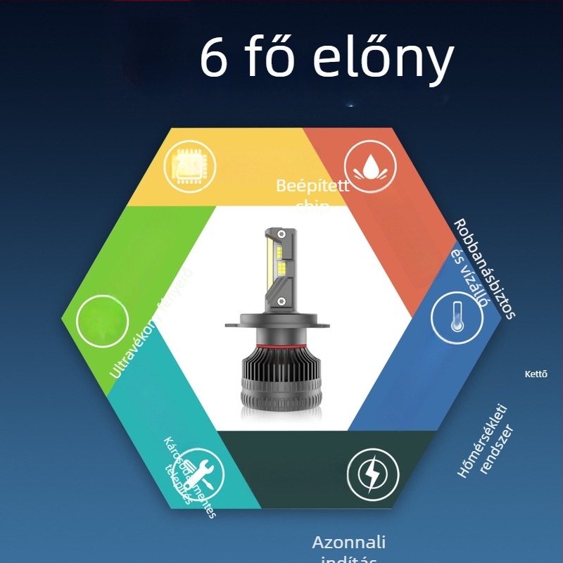 Autó LED fényszóró, nagy teljesítményű 180W, három rézcsővel, ultra fényes
