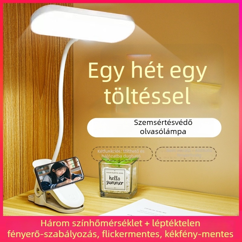 Csatolható LED olvasólámpa az éjjeli asztalhoz érintéses fényerő-szabályzással, újratölthető, intelligens vezérlés, CRI ≥90