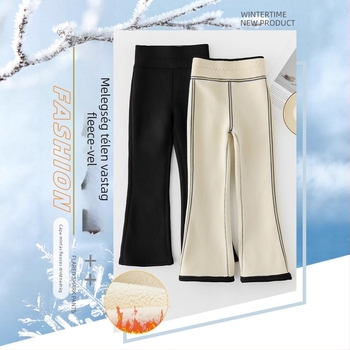 Lányoknak készült fleeces bélésű leggings, magas derék, karcsú szabás, téli modell, fő anyag: nylon 80%