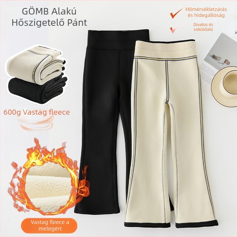 Lányoknak készült fleeces bélésű leggings, magas derék, karcsú szabás, téli modell, fő anyag: nylon 80%