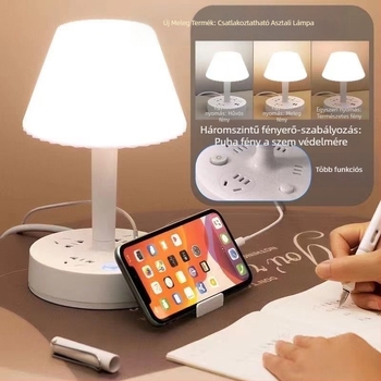 Íróasztali lámpa USB töltéssel, beépített akkumulátor, szemvédő lágy fény, hangvezérlés, CRI ≥95, feszültség ≤36V