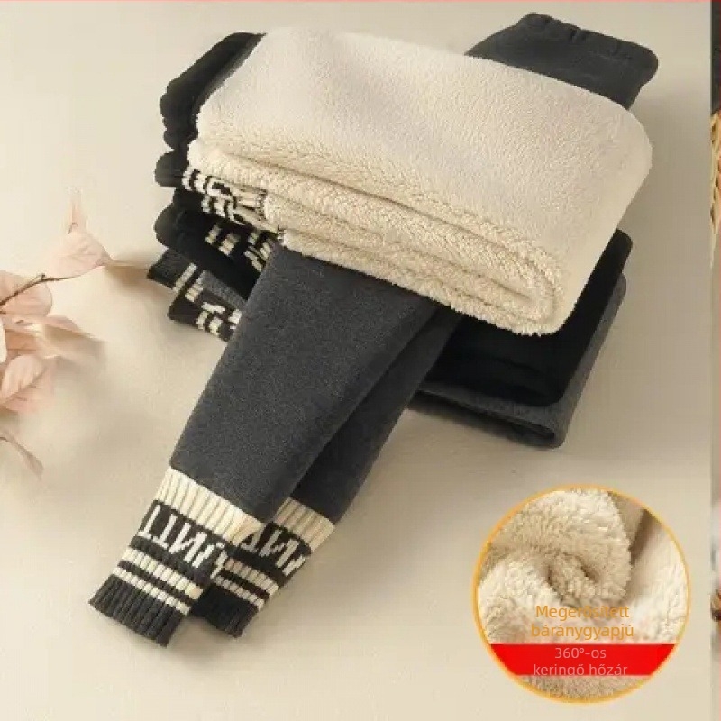 Lányoknak szóló leggings fleece-béléssel, vastag téli viselet, középmagas derekú, poliészter 99%