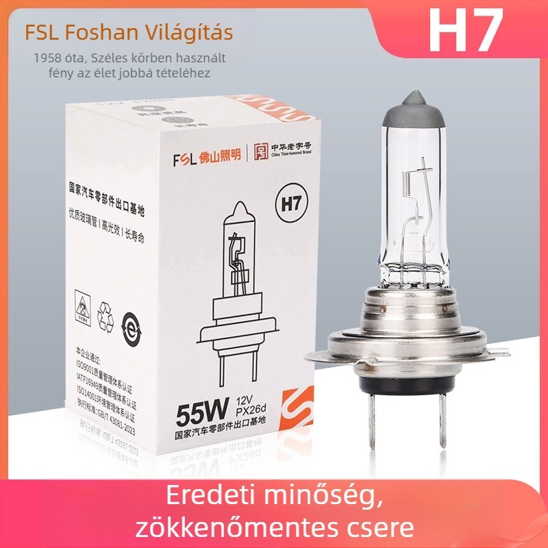H7 fényszóróizzó alacsony és magas fényhez, 12V, 55–100W, halogén