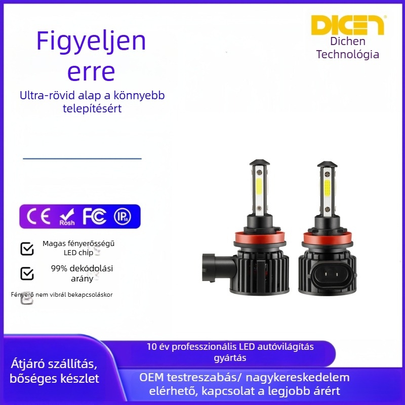 Autó LED első fényszóró F8 modell, 36W, 12–24V univerzális, 8000lm, IP68 vízálló