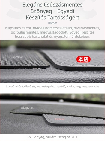 Autó-műszerfal csúszásmentes alátét központi konzol tárolóval, PVC, magas hőállóság