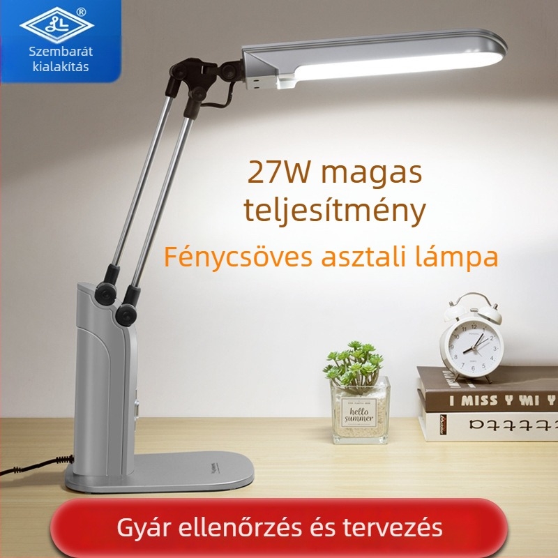 Szemtakaró asztali lámpa összecsukható olvasólámpa, 220V, PVC árnyék, CRI ≥95, nemzeti AA szintű megvilágítás, hangvezérlésű kapcsoló