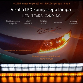 Autó LED nappali világítás kristályos könnycsepp formával, kettőszínű váltakozó jelzőfény, fehértől sárgáig