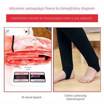 Lányoknak készült fleece-béléses vastag pamut leggings, magas derék, elasztikus derékrész, 65% pamut