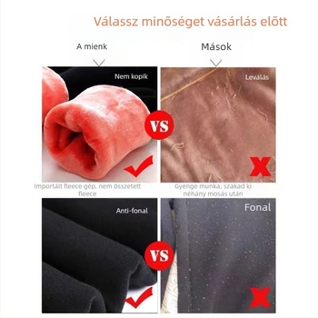Lányoknak készült fleece-béléses vastag pamut leggings, magas derék, elasztikus derékrész, 65% pamut