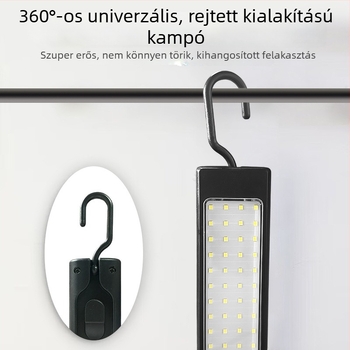 Újrat tölthető mágneses munkalámpa autójavításhoz, rendkívül fényes LED, 360° világítás, alumíniumötvözetes ház, fekete