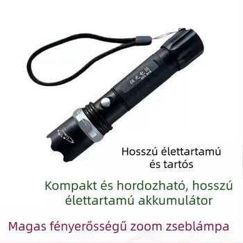Töltőre újratölthető LED elemlámpa kézi tekerővel, vízálló, 5W, 100–240 lm, 100–200 m hatótávolság