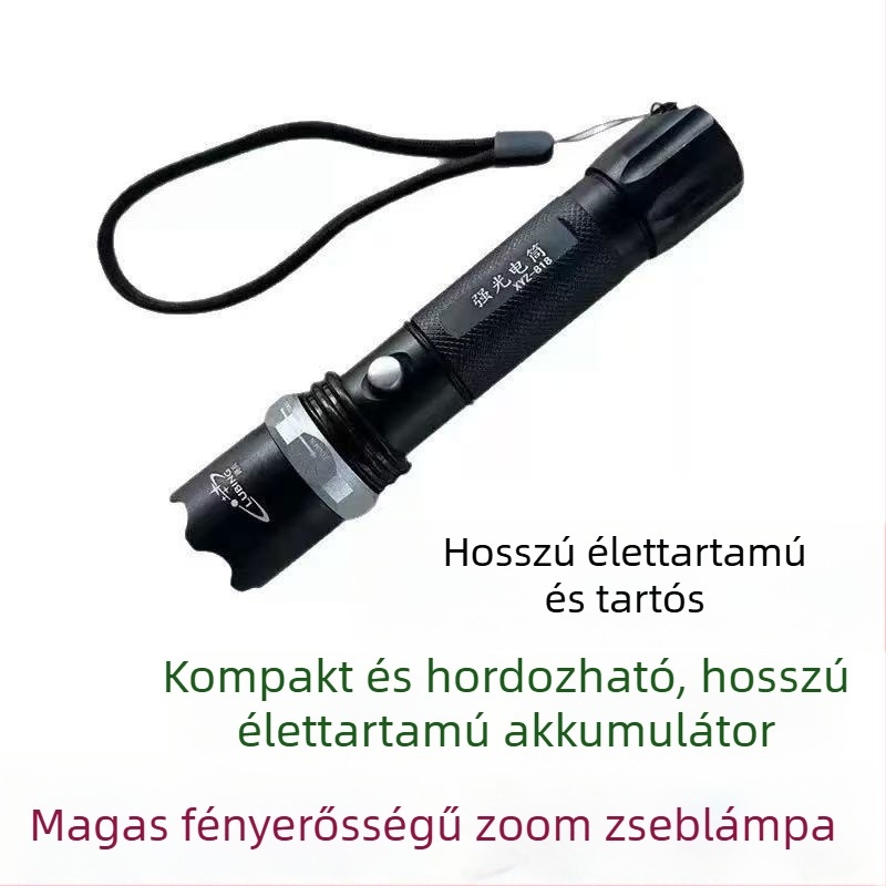 Töltőre újratölthető LED elemlámpa kézi tekerővel, vízálló, 5W, 100–240 lm, 100–200 m hatótávolság