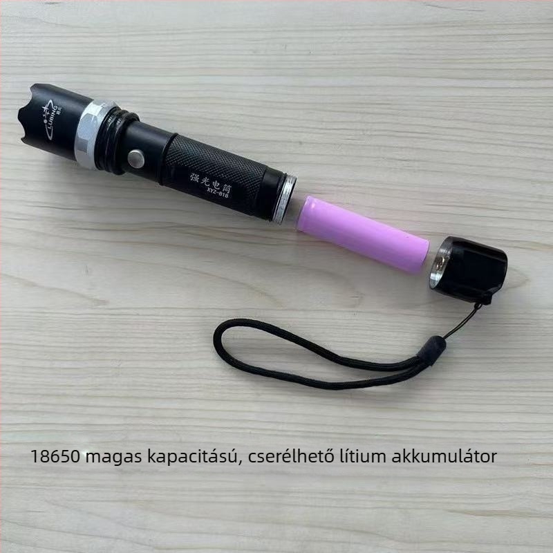 Töltőre újratölthető LED elemlámpa kézi tekerővel, vízálló, 5W, 100–240 lm, 100–200 m hatótávolság