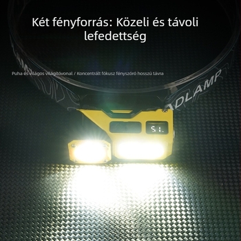 Mágneses rögzítésű fejlámpa, sokoldalú munkafénnyel, 5W, 700 mAh újratölthető akkumulátor, hatótáv 100–200 m