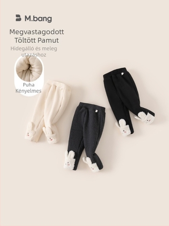 Lányok téli quiltelt pamut leggings karikatúra patchwork, középtalás, elasztikus derék, 3–8 éves
