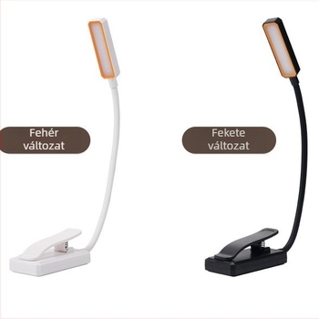USB-töltésű LED olvasólámpa, hajlékony asztali lámpa csíptetővel, tanuláshoz és szemvédelemhez