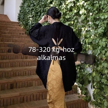 Plusz méretű női kínai stílusú hosszú ujjú ing-jacke, karcsúsító retro dizájn, napvédelmi funkció