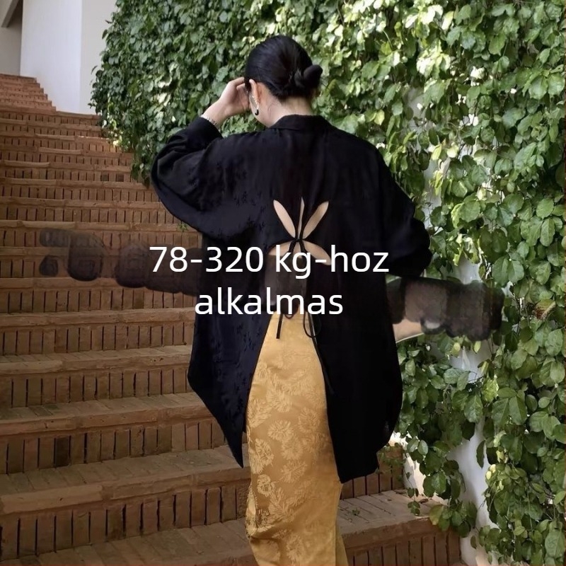 Plusz méretű női kínai stílusú hosszú ujjú ing-jacke, karcsúsító retro dizájn, napvédelmi funkció