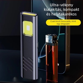 Mágneses COB LED munkalámpa tollklipsz - ultra vékony, hordozható - kézi működtetés - 1000 mAh akkumulátor - 100-240 lm