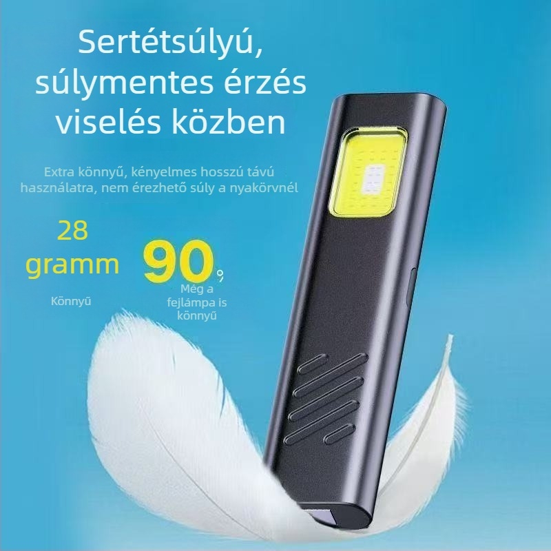 Mágneses COB LED munkalámpa tollklipsz - ultra vékony, hordozható - kézi működtetés - 1000 mAh akkumulátor - 100-240 lm