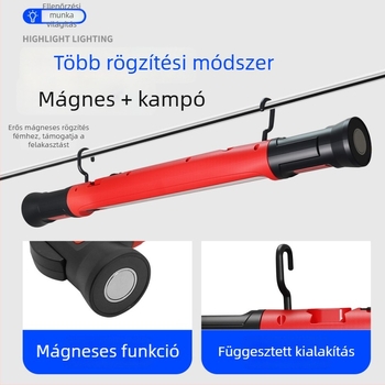 Motorháztető mágneses COB LED munkalámpa kampóval, 1200 lm, 3.7V, 2700K–7000K, S707 modell