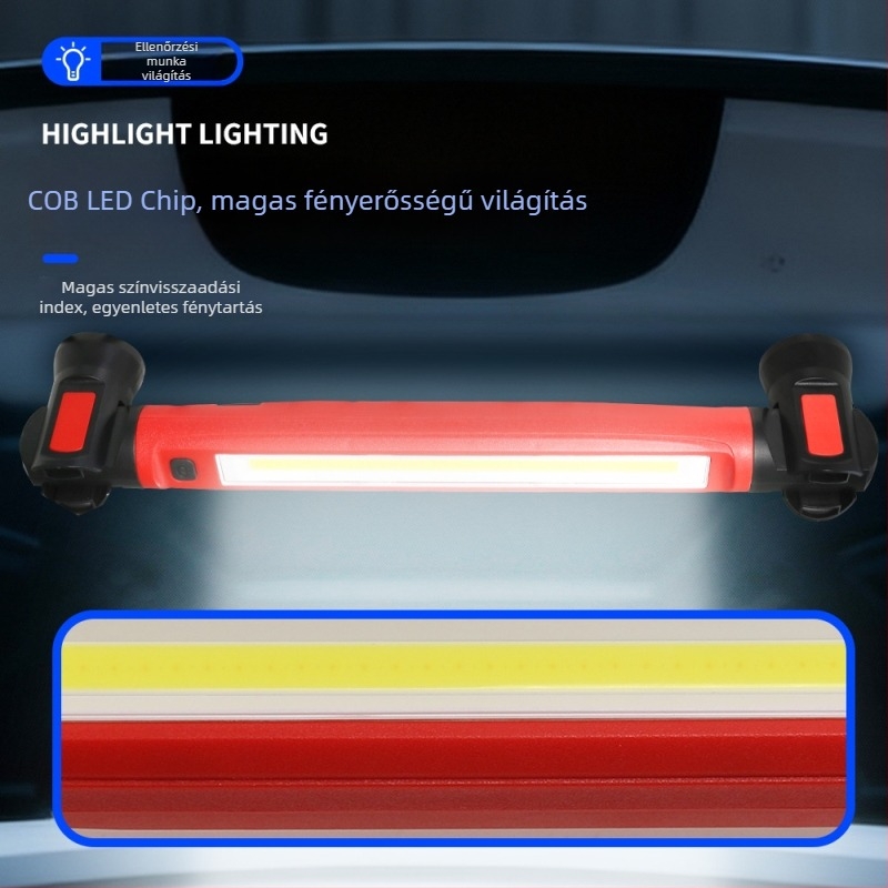 Motorháztető mágneses COB LED munkalámpa kampóval, 1200 lm, 3.7V, 2700K–7000K, S707 modell