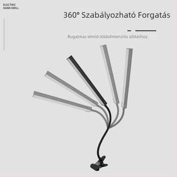 LED asztali csipeszes lámpa – szemkímélő asztali világítás olvasáshoz és tanuláshoz, éjszakai használathoz (CRI ≥90; USB táplálás; 5V; érintéses kapcsoló; fém árnyékoló)