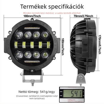 Terepjáró LED munkafény - alumínium ház, 75W, 24V, LED 3535, élettartam 50000 óra