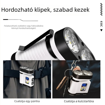 Mini mágneses LED elemlámpa USB töltéssel, digitális kijelzővel, alumínium ötvözet testtel, 10W teljesítménnyel