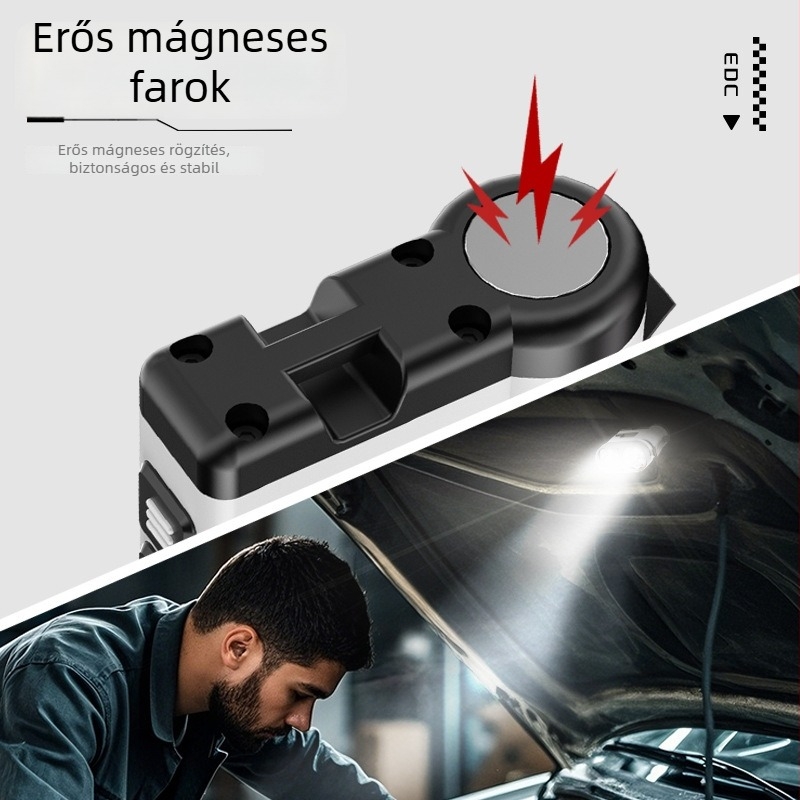 Mini mágneses LED elemlámpa USB töltéssel, digitális kijelzővel, alumínium ötvözet testtel, 10W teljesítménnyel