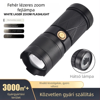 Zoomos, nagy teljesítményű LED elemlámpa — kültéri hosszú hatótávolság 200-500 m, 30W, 1500mAh, alumínium test