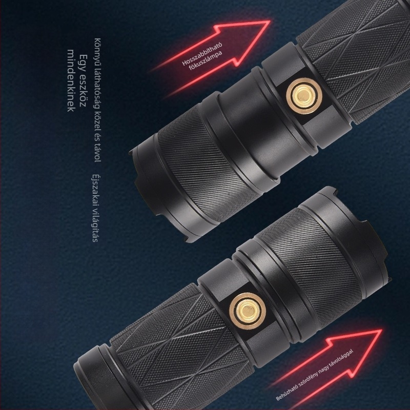 Zoomos, nagy teljesítményű LED elemlámpa — kültéri hosszú hatótávolság 200-500 m, 30W, 1500mAh, alumínium test