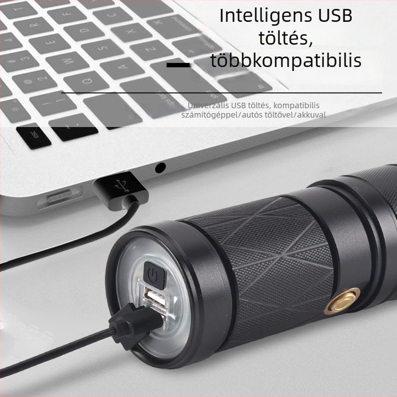 Zoomos, nagy teljesítményű LED elemlámpa — kültéri hosszú hatótávolság 200-500 m, 30W, 1500mAh, alumínium test