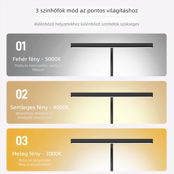 LED íróasztali lámpa olvasáshoz szemvédő funkcióval, USB 5V tápegység, CRI ≥95, árnyékoló ABS+PC+vas