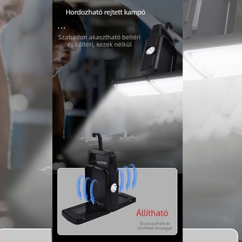 Napelemes kemping LED munkalámpa, újratölthető, 5W, 1200mAh akkumulátor, napelemes töltés, hordozható sátorvilágítás