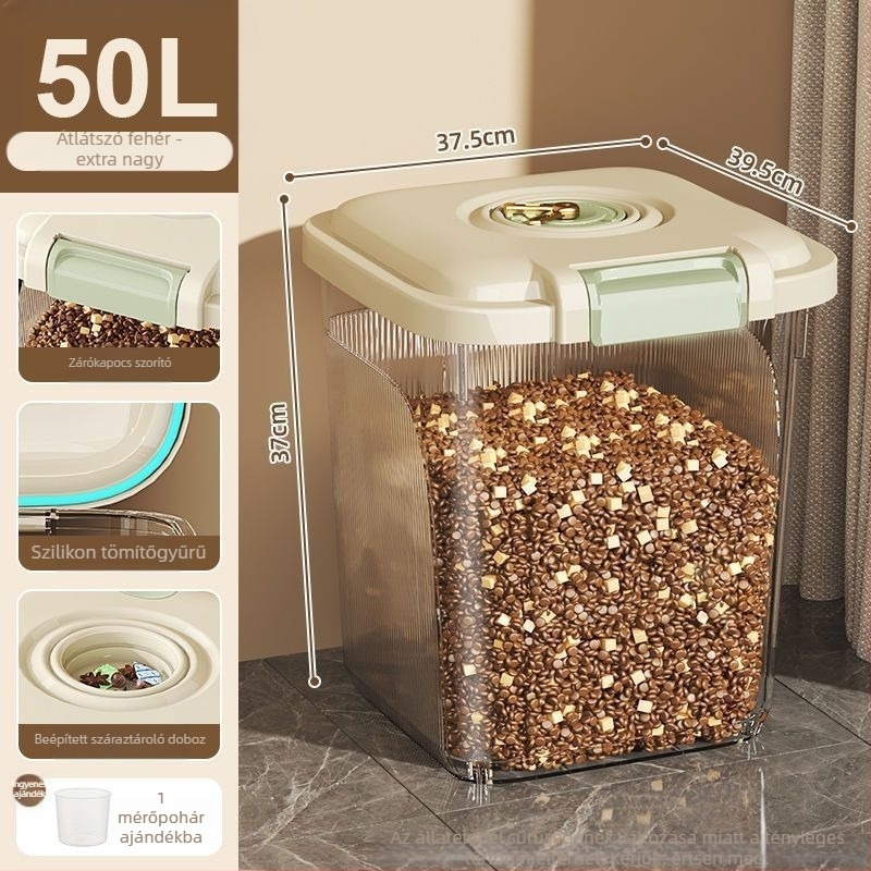 Macska- és kutyaeledelek tárolója, zárt, engedélyezett magánmárka, nem importált, nem ajándék