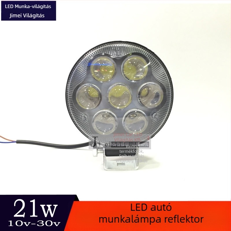 Kör alakú 21W LED munkalámpa, 7 LED, univerzális 12–24V, 6000K, alumínium ház