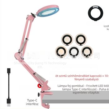 Összecsukható asztali nagyító lámpa szemvédelmi és körömápolási céllal - USB tápegység, fém árnyékoló, CRI 80–89, ≤36 V