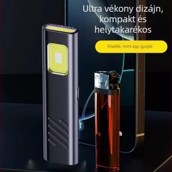 Újratölthető COB munkalámpa autóreparációhoz, kézben tartható, mágneses, fehér lézer fény, hatótávolság 100–200 m, kulcskarika